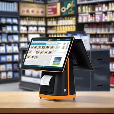 15 Inch Pos AIO Machine Dual Touch Screen POS Monitor Untuk Operasi Kasir